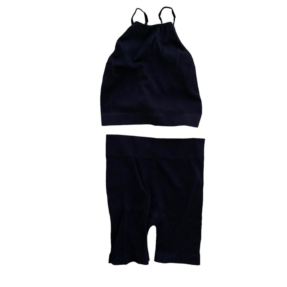 Kimberly C Ribbed Tank Bike Short Set Black Size Small